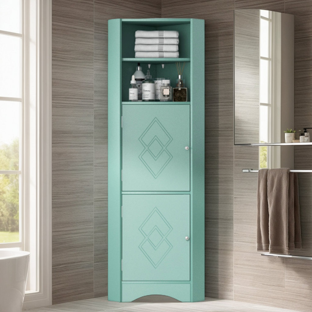 Lark Manor™ Tall Bathroom Corner Cabinet, Freestanding Storage Cabinet with Doors and Adjustable ...